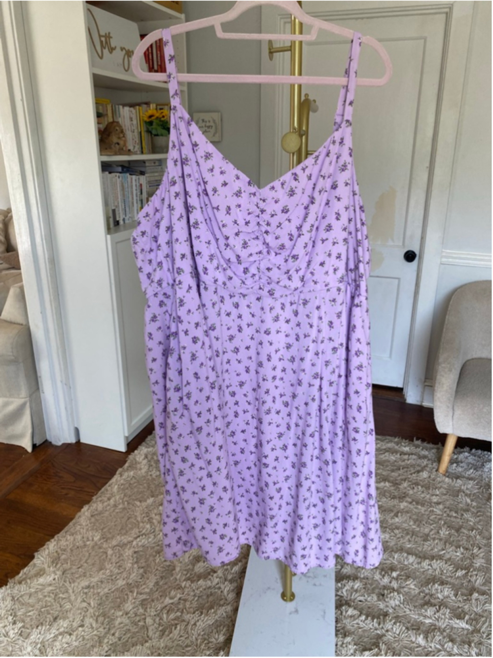 Torrid Lilac Ditsy Floral Midi Dress Cottagecore Romantic Feminine Coquette Boho - Picture 2 of 8
